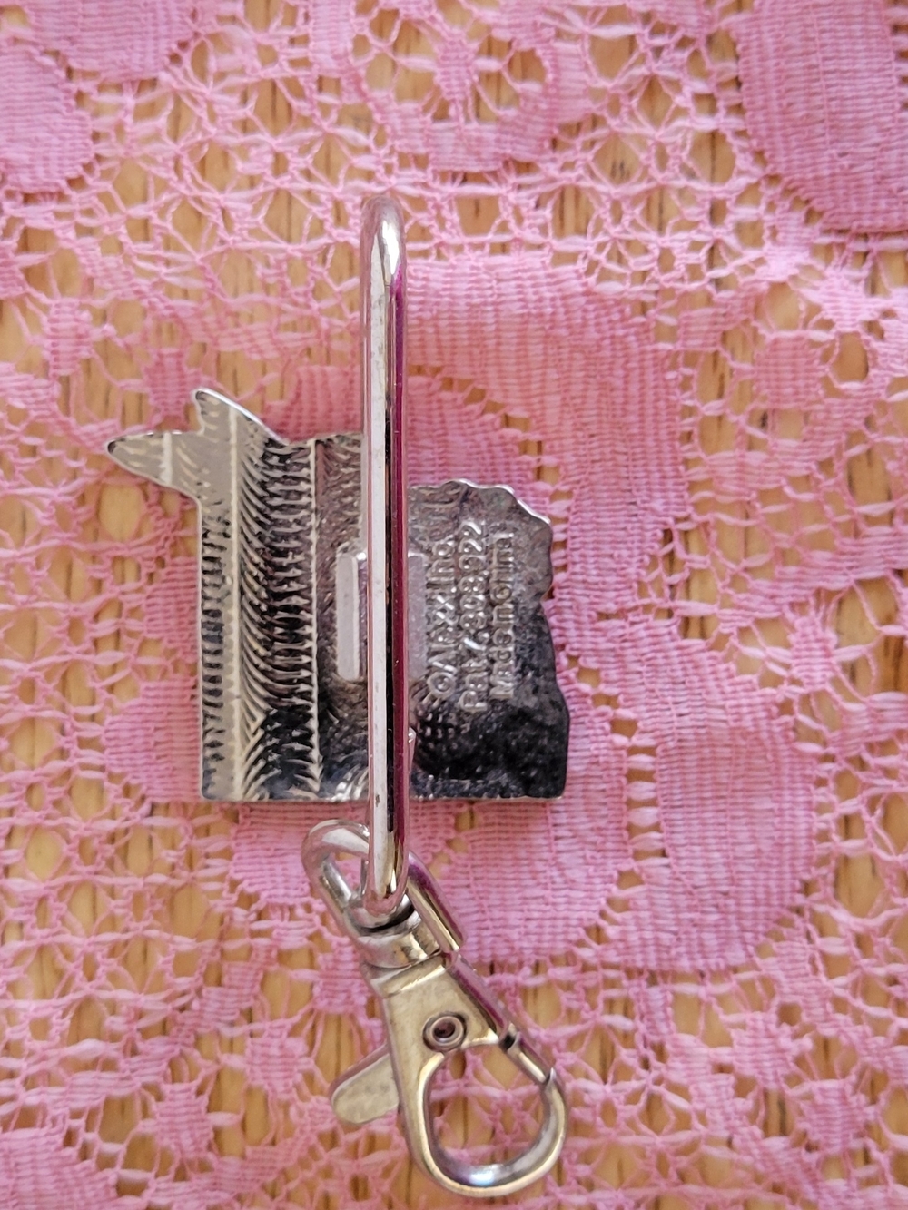 Pocketbook Handbag Purse Hook Table Hanger Holder Key Clip Pink Silver Tone - Picture 6 of 6